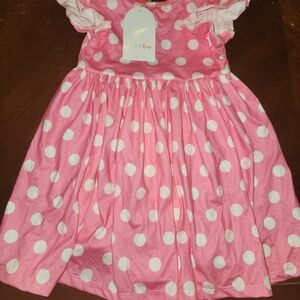 Mila & Rose Toddler 3T Pink And White Polka Dot Flutter Sleeve Twirl Dress